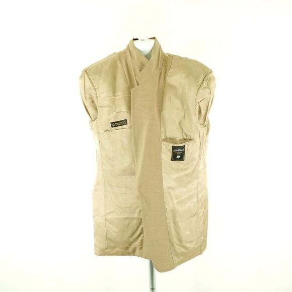 Jack Nicklaus Tournament Tan‎ Basket Weave Wool Tan 2 Gold Button Blazer 44L - Picture 12 of 13